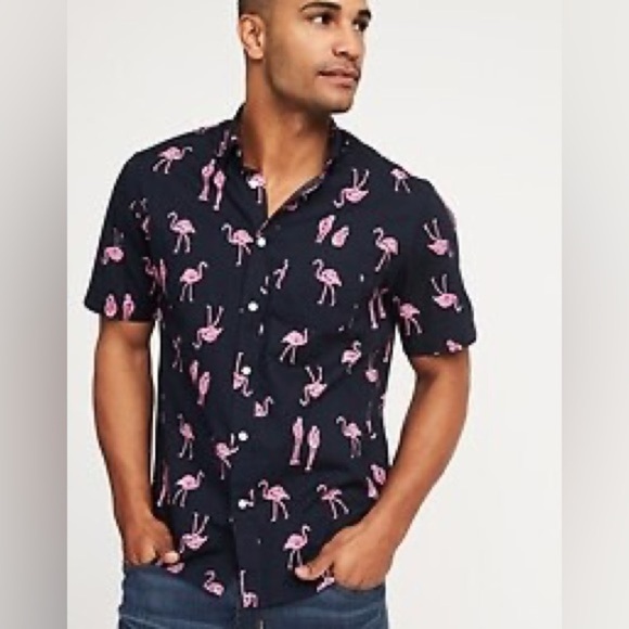 Old Navy The Classic Shirt Pink Flamingo M - Picture 1 of 4